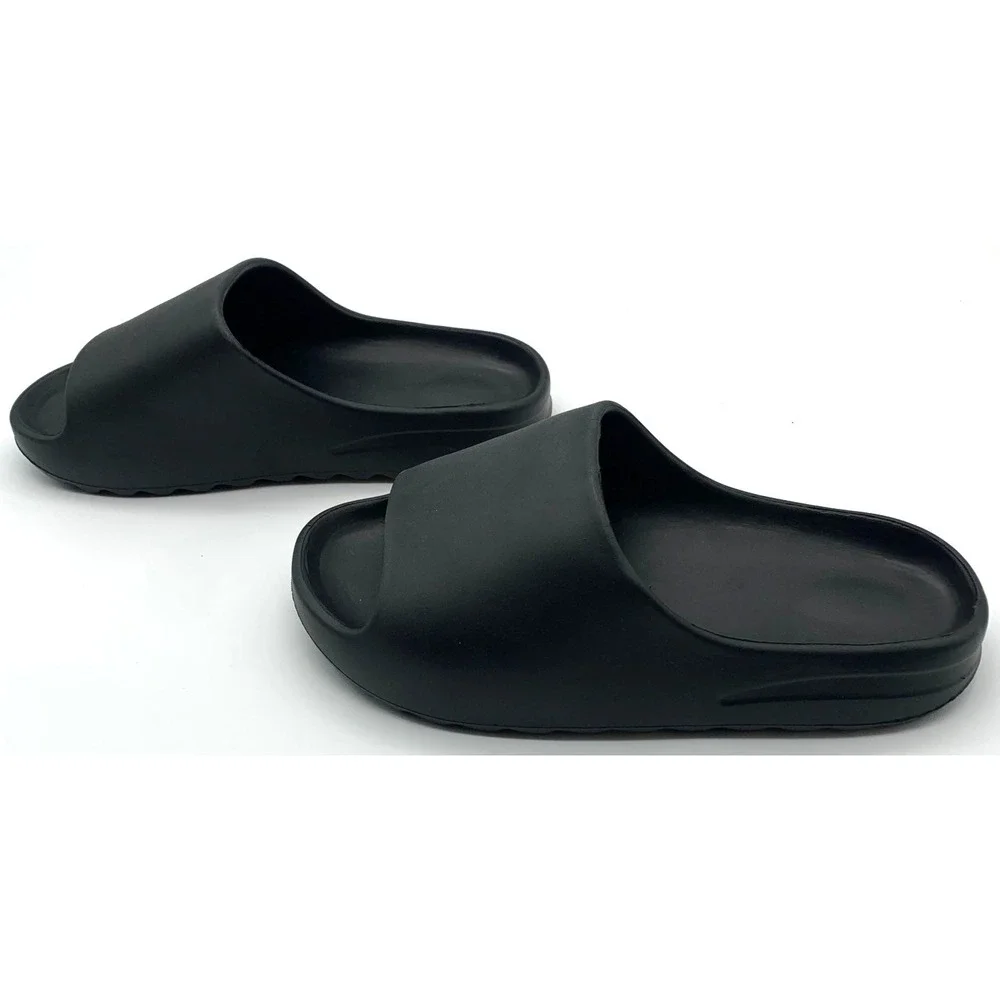 Beach Platform Slide Sandals Unisex Slippers‎ Comfort Black Foam Rubber Sz 42-43